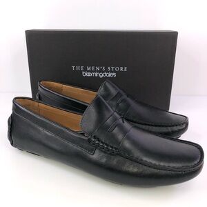 The Men's Store Leather Penny Drivers Black Shoes